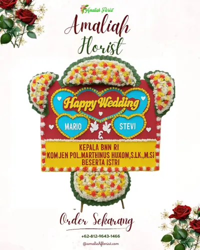 Karangan Papan Bunga Pernikahan madurejo